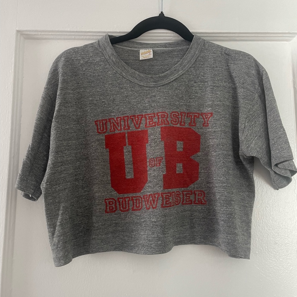 Gray University of Budweiser Crop Top